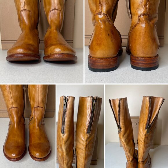 BED STU Tess Distressed Tan Leather Tall Riding Boots BedStu Size 8.5 - Picture 9 of 16